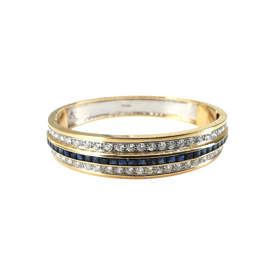 Bracciale vintage rigido con zaffiri e brillanti