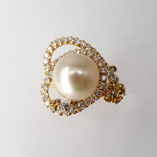 Anello oro a cuore con perla