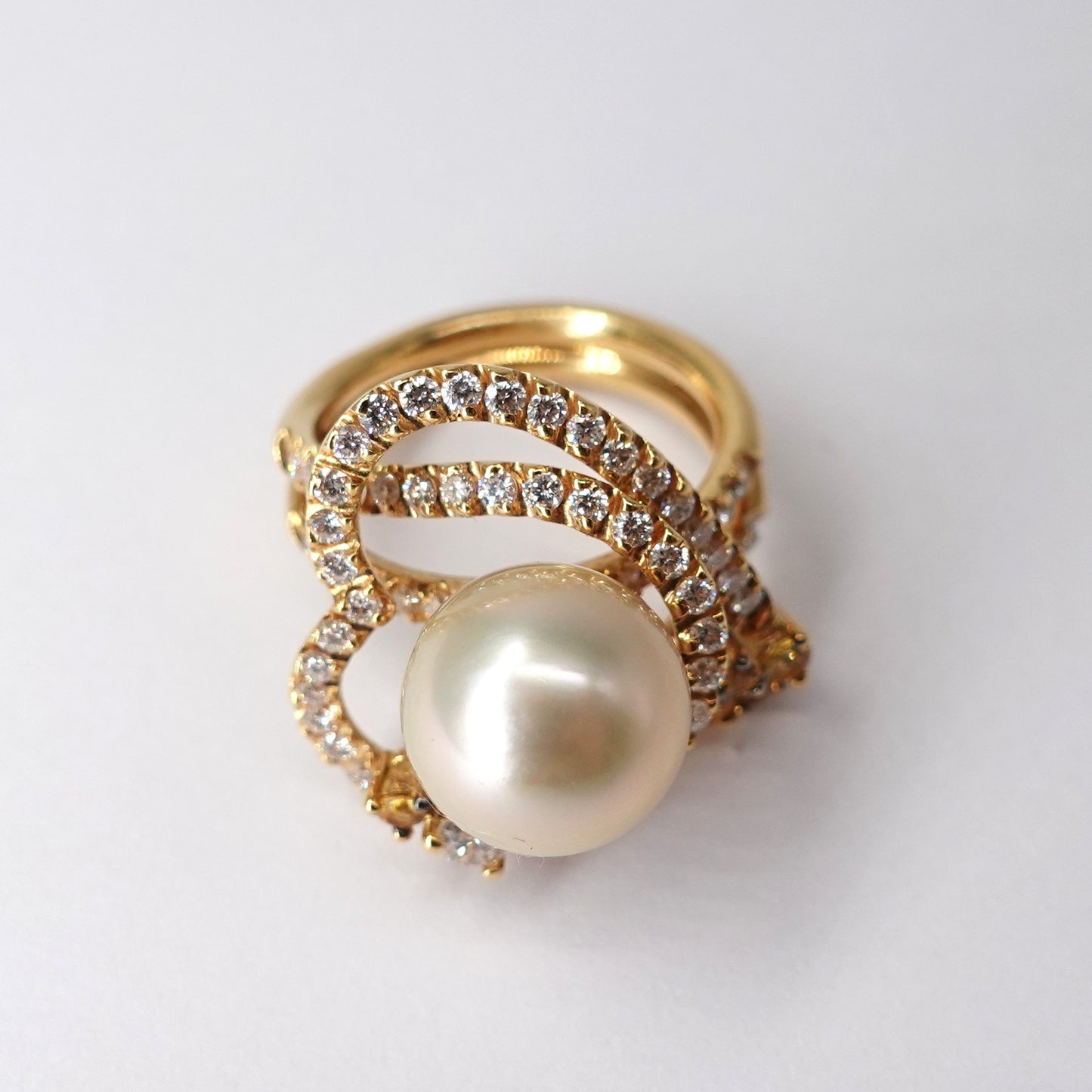 Anello oro a cuore con perla