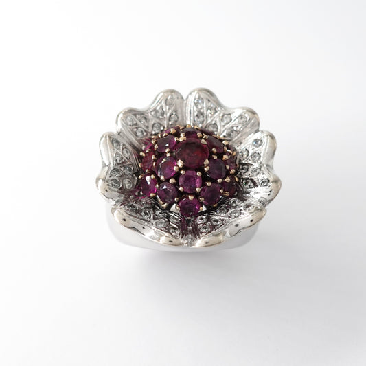 Anello Fiore con Rubini