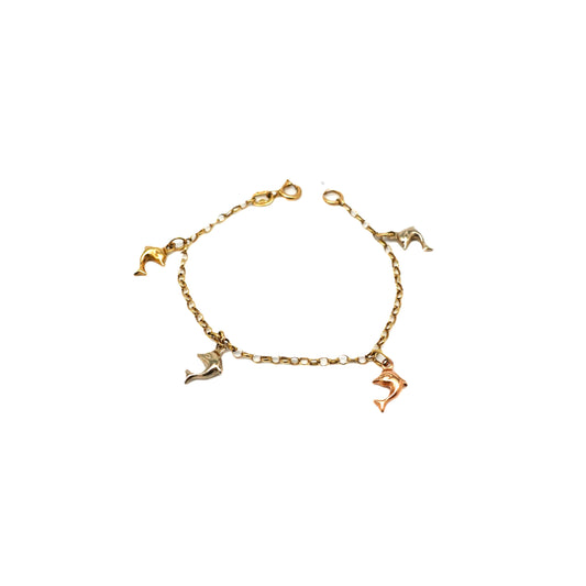 Bracciale in oro con ciondoli delfino