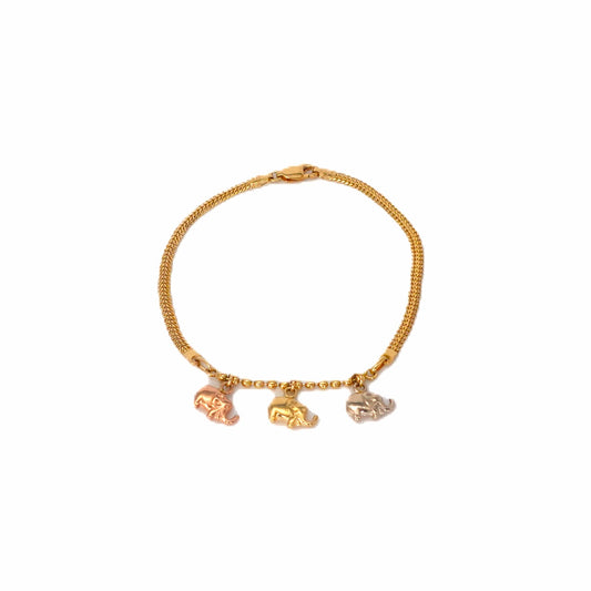 Bracciale in oro con elefanti