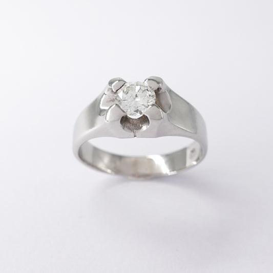 Anello da uomo in oro bianco con diamante