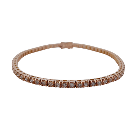 Bracciale tennis in oro rosè con diamanti brown