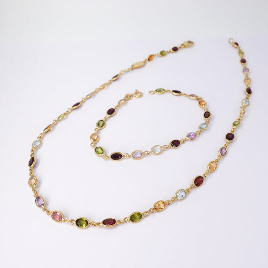 Parure collana e bracciale   con tormaline