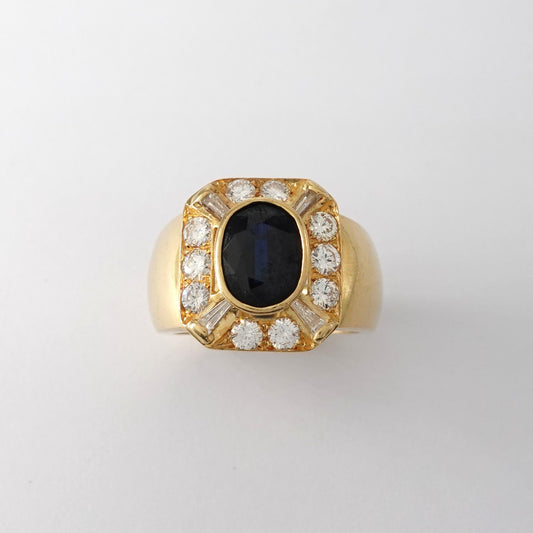 Anello diamanti e zaffiro