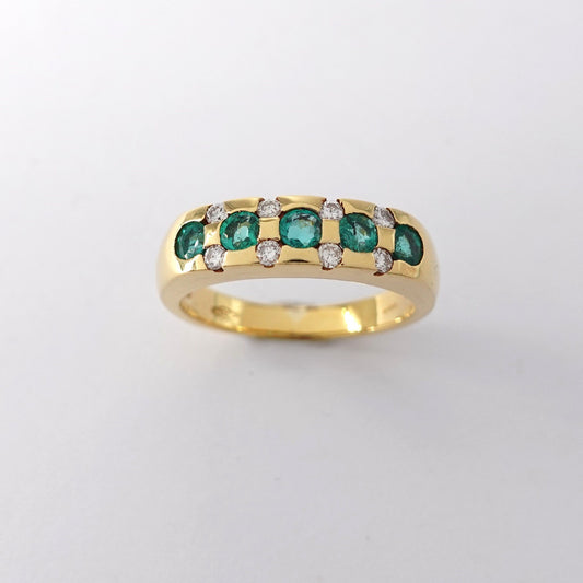 Anello diamanti e smeraldi