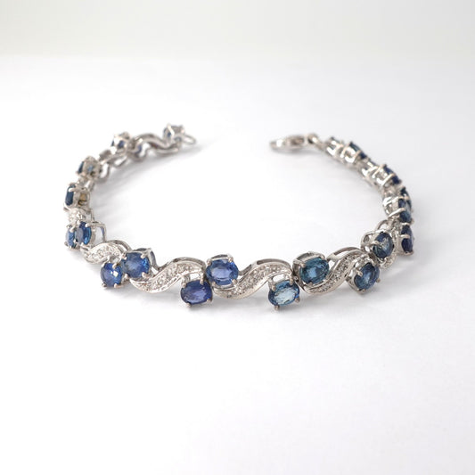 Bracciale in oro bianco 18kt con zaffiri e diamanti
