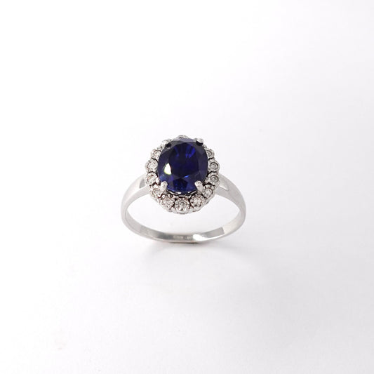 Anello   con zaffiro e diamanti