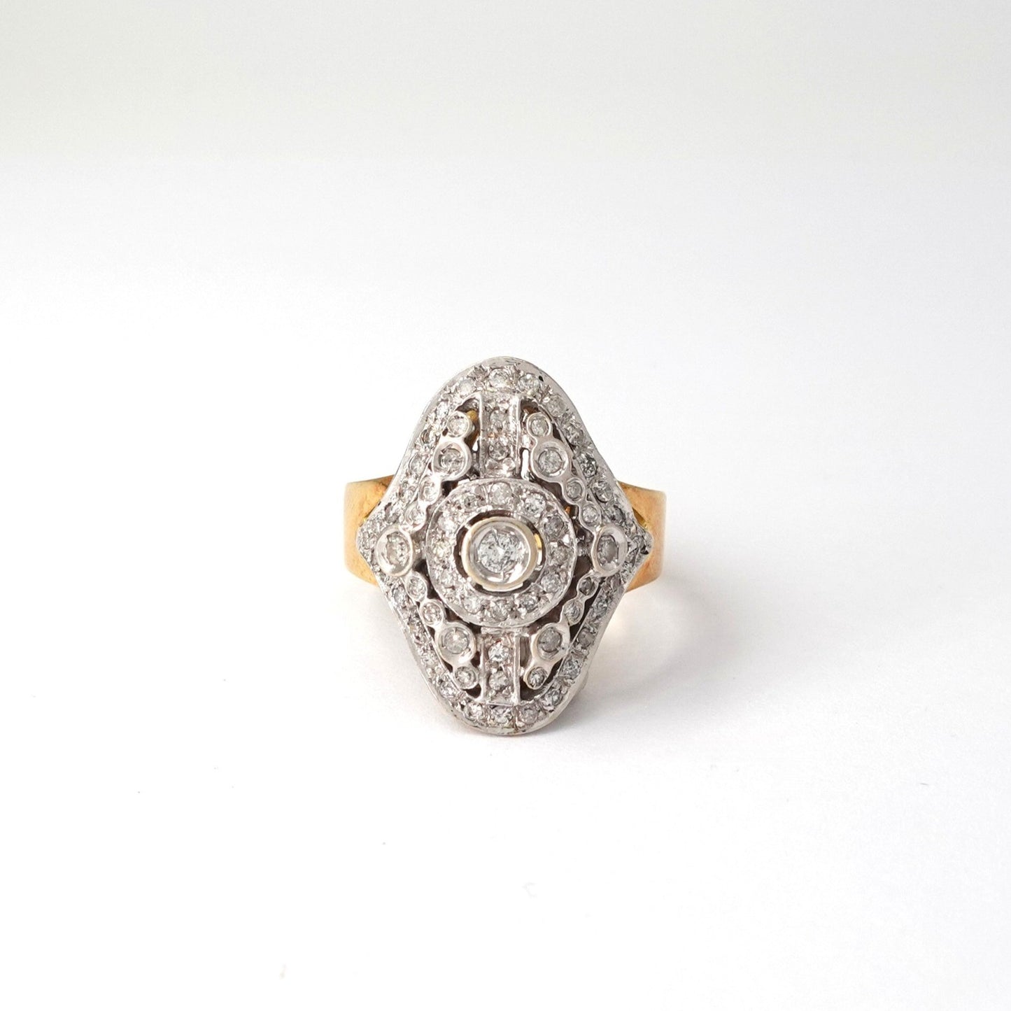 Anello in oro giallo e bianco 18kt con diamanti