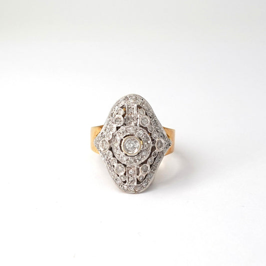 Anello in oro giallo e bianco 18kt con diamanti