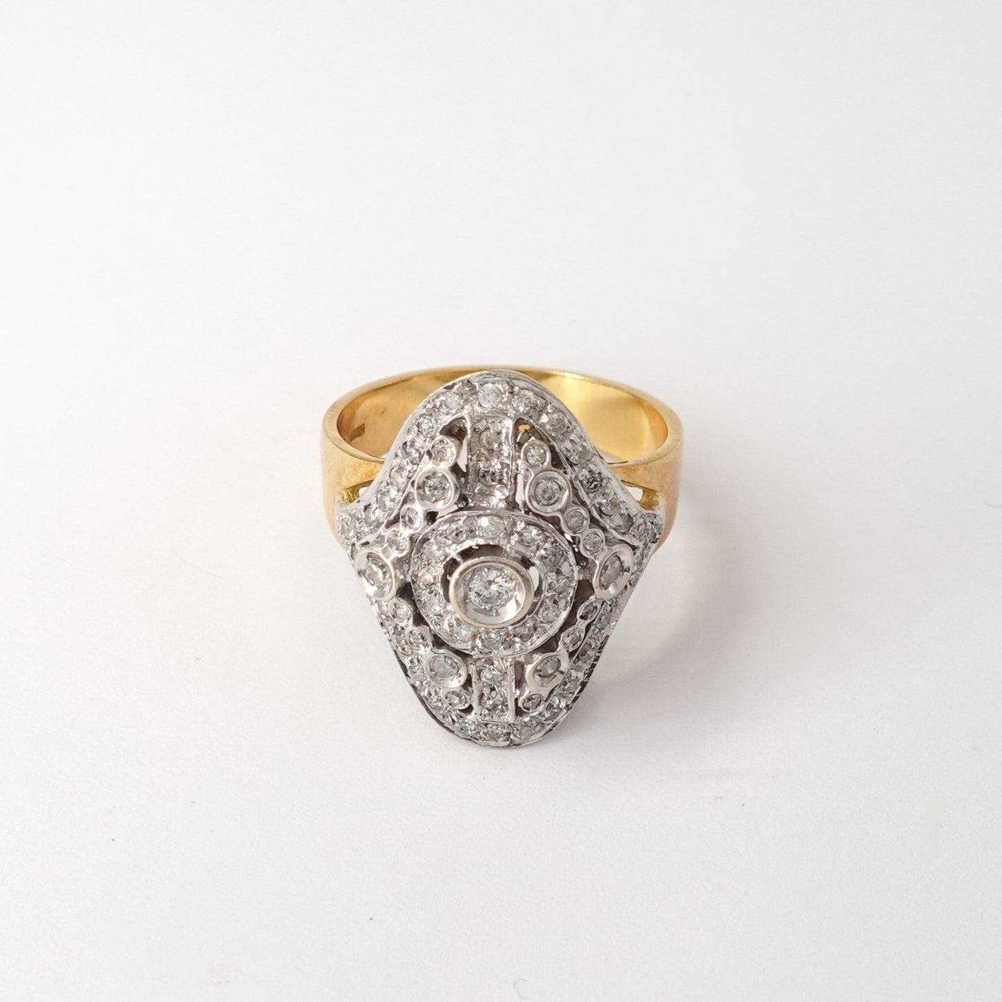 Anello in oro giallo e bianco 18kt con diamanti