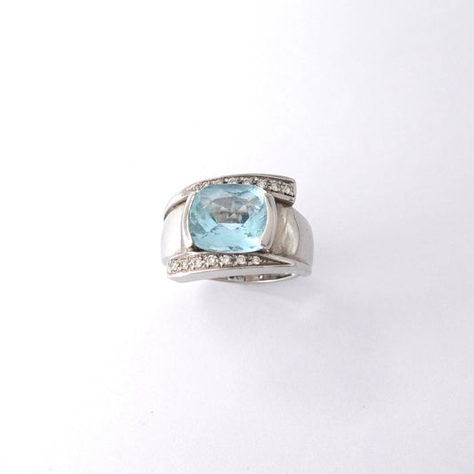 Anello   con acqua marina