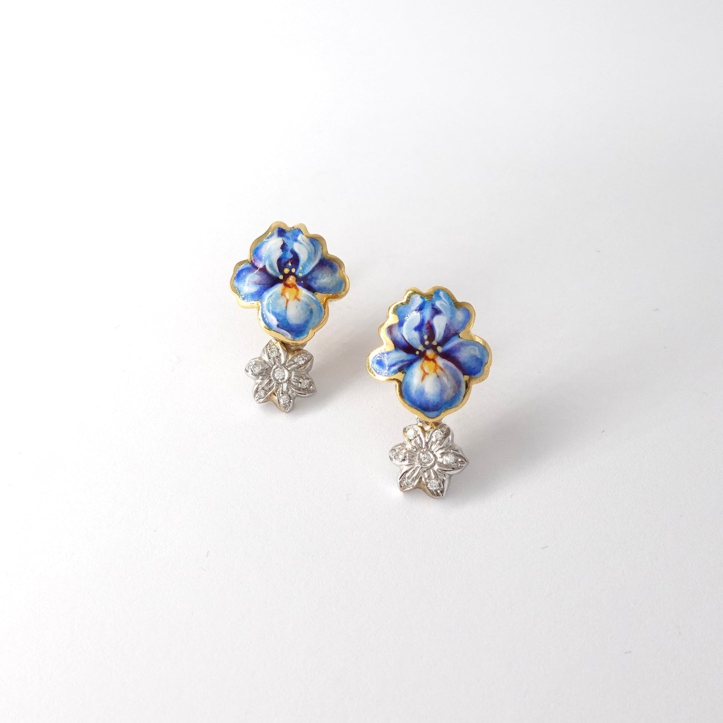 Orecchini iris blu con diamanti - Firmati GABRIELLA RIVALTA