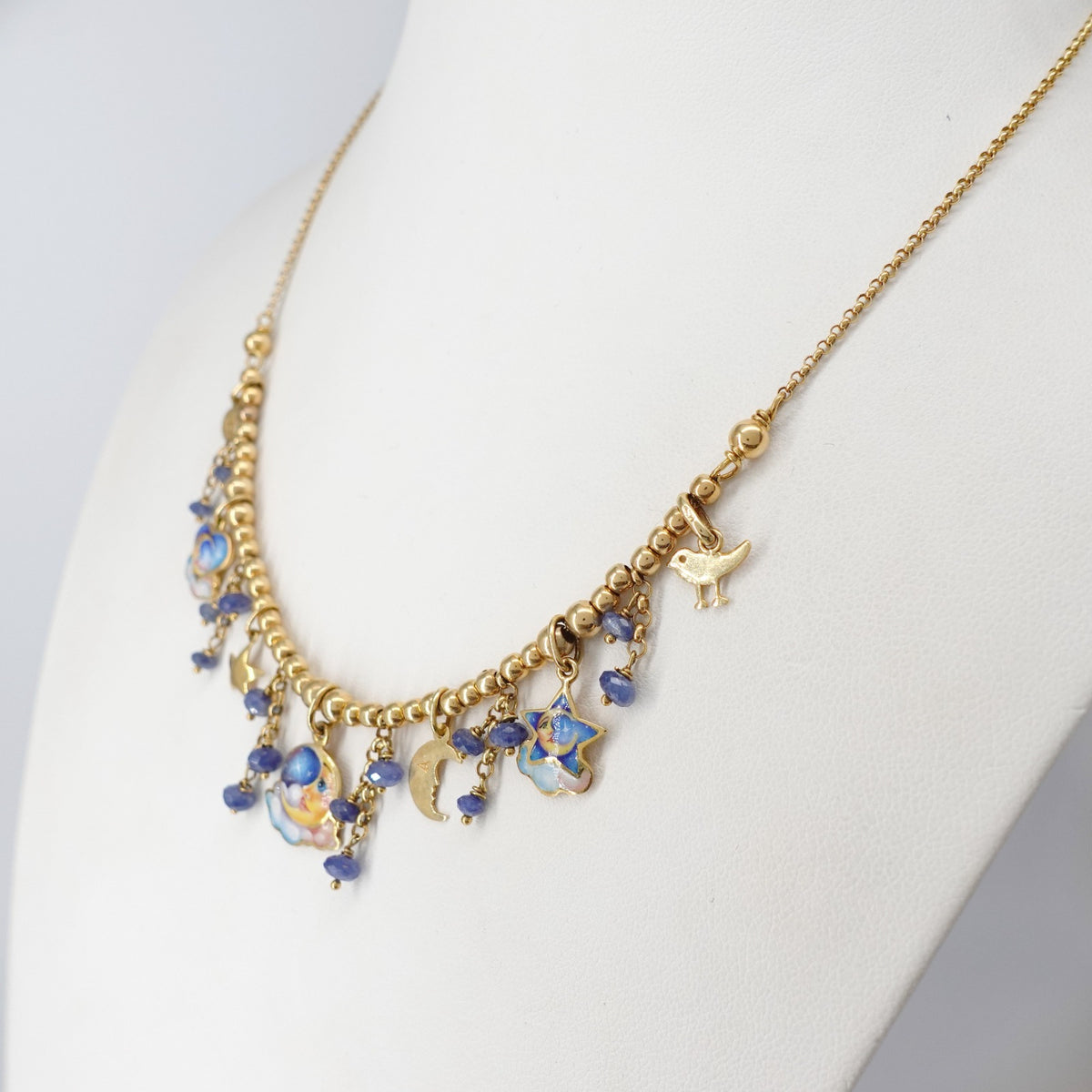 Girocollo in oro giallo 18kt con charms smaltati, firmato GABRIELLA RIVALTA