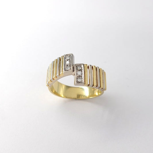 Anello Contrarié Architettonico Bicolore