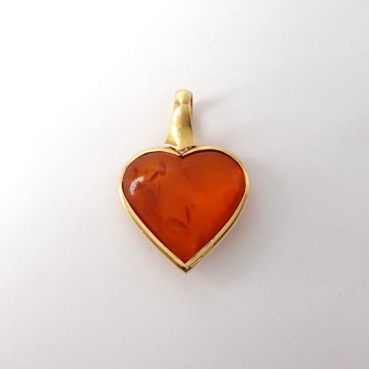 Ciondolo Cuore con Ambra Naturale