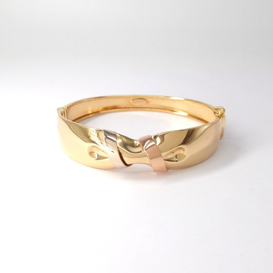 Bracciale Rigido "Tre Ori" con Nodo a Fiocco