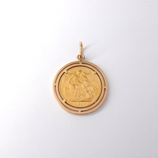 Ciondolo Medaglione con Moneta "Sterlina d'Oro 1890"