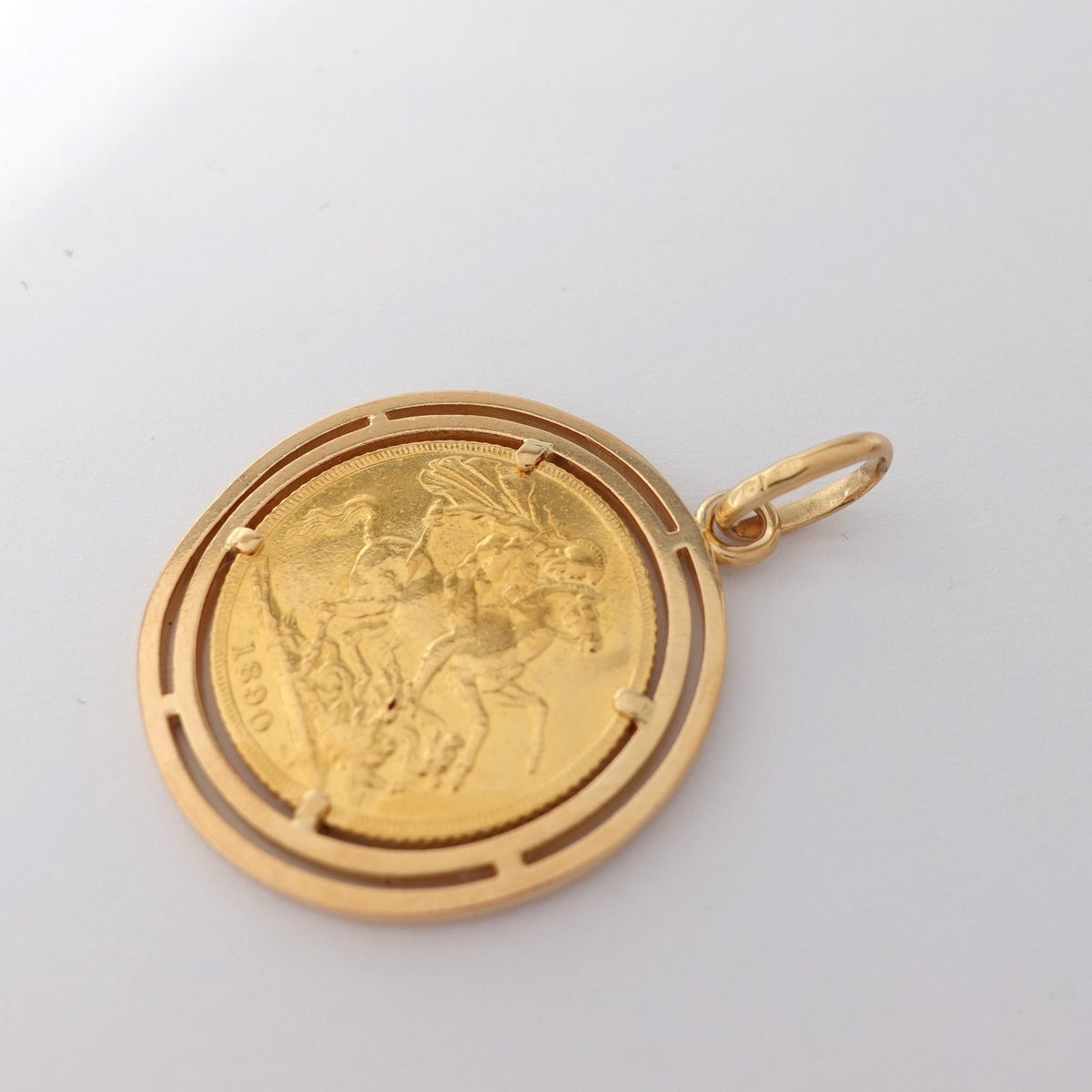 Ciondolo Medaglione con Moneta "Sterlina d'Oro 1890"