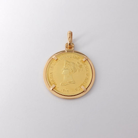 Ciondolo in Oro Giallo 18kt con Moneta Storica (21kt)