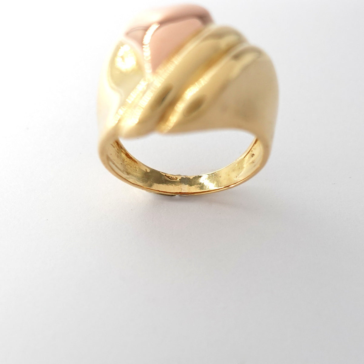 Anello Fascia con Cuore in Oro Giallo e Rosè