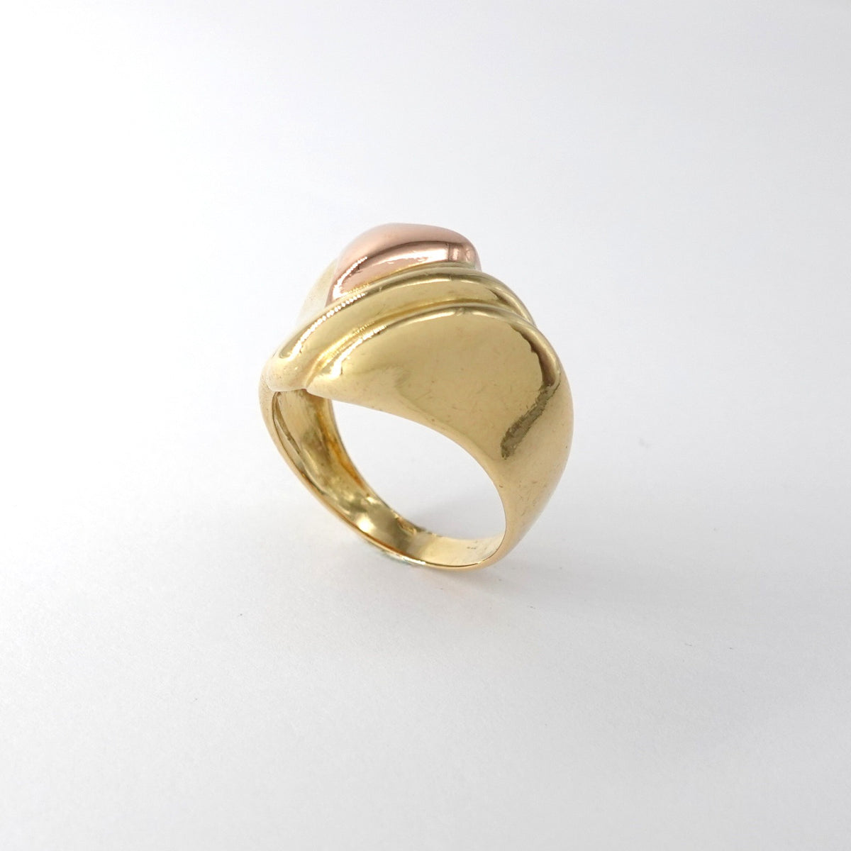 Anello Fascia con Cuore in Oro Giallo e Rosè