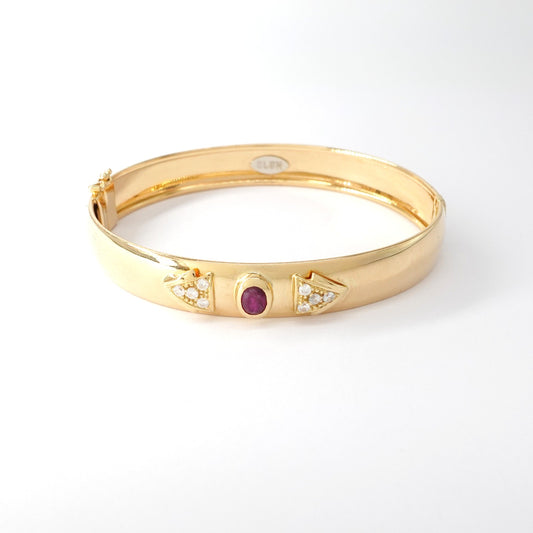 Bracciale rigido  con zirconi e rubino