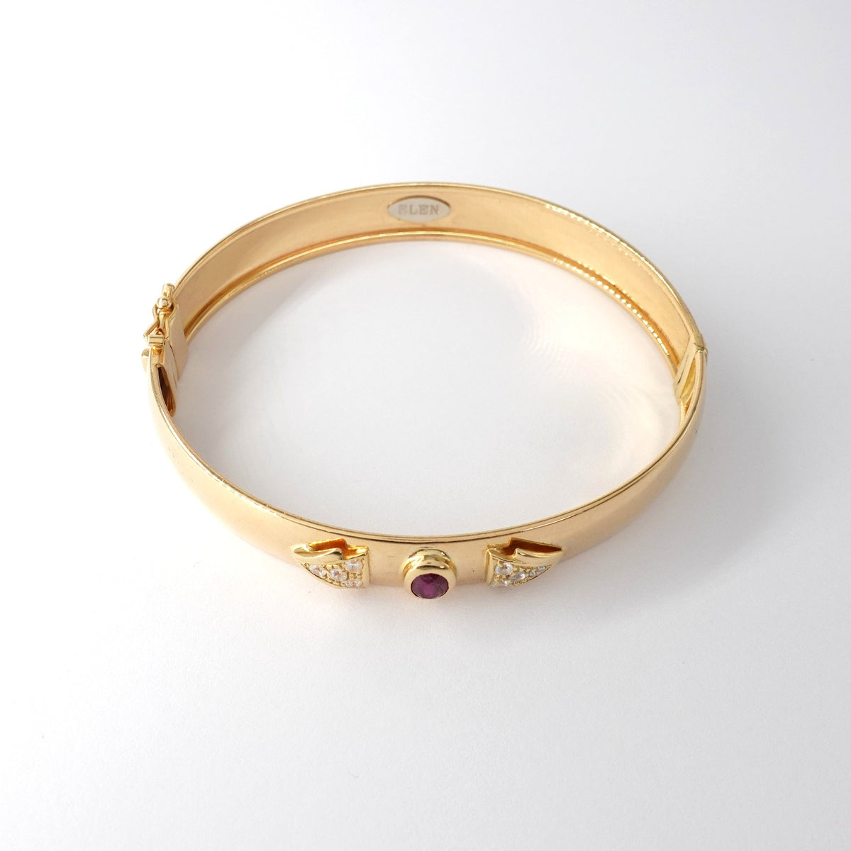 Bracciale rigido  con zirconi e rubino