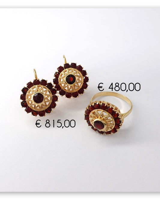 Parure in oro e granati