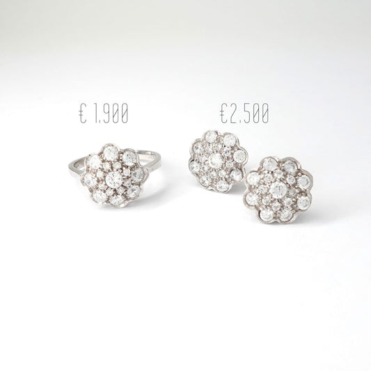 Parure anello e orecchini con diamanti