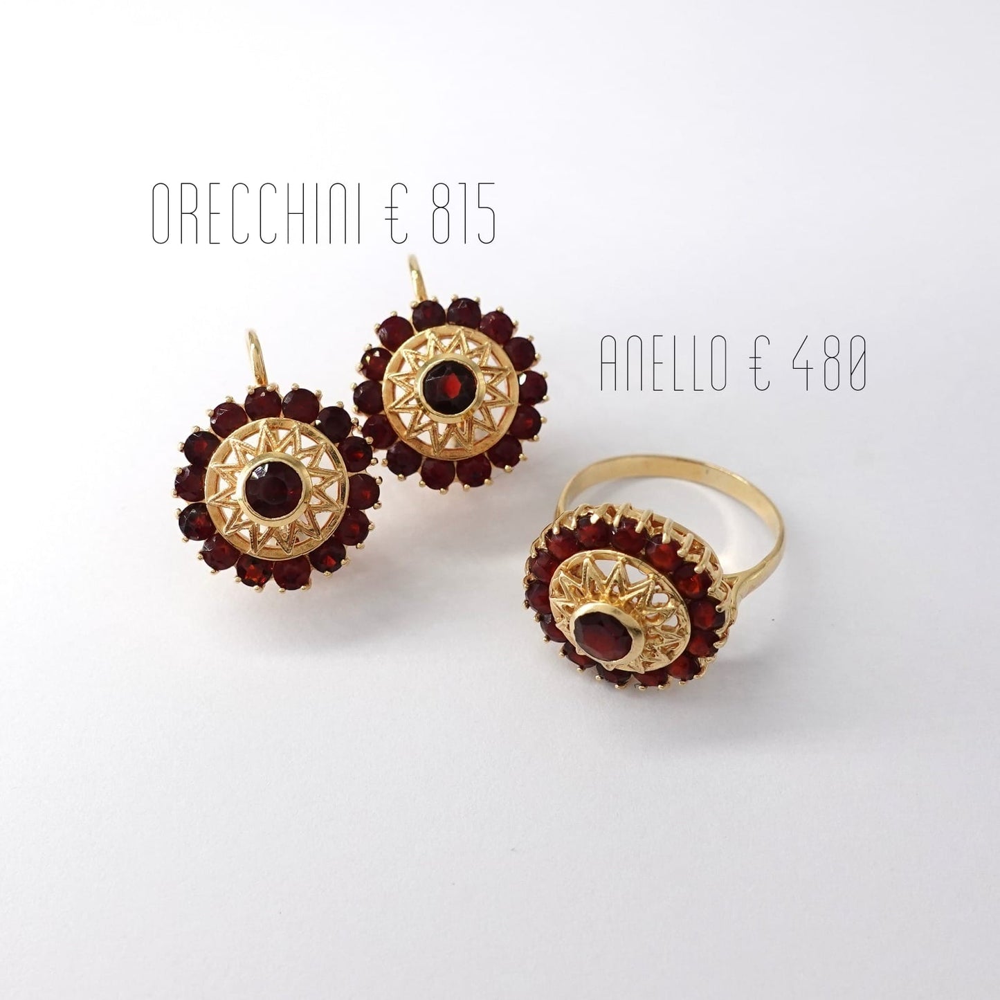 Parure in oro e granati