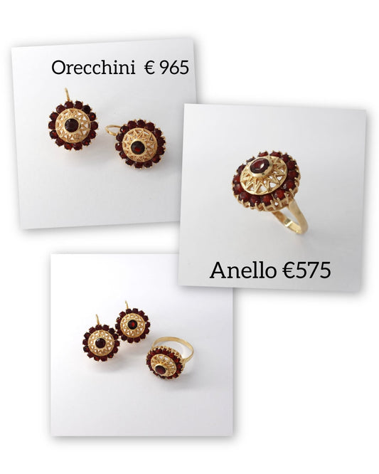 Parure in oro e granati