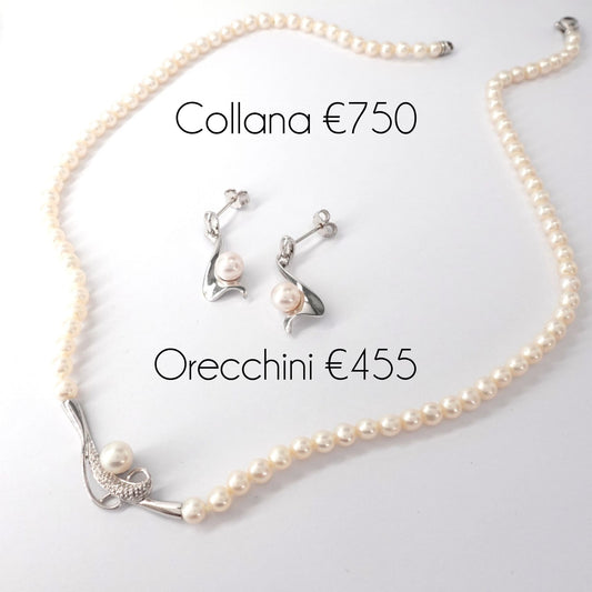 Parure collana e orecchini   perle