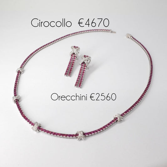 Splendida Parure  con Diamanti e Zaffiri Rosa