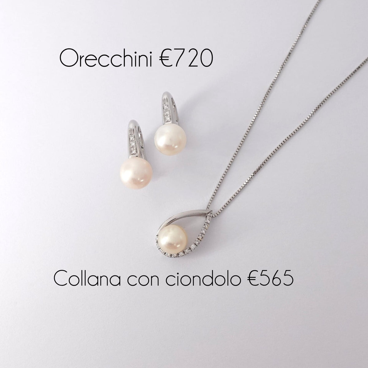 Raffinata Parure Comete con Perle e Diamanti