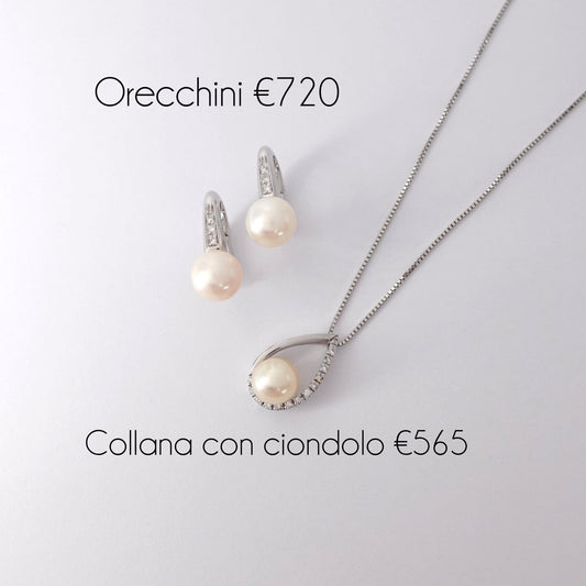 Raffinata Parure Comete con Perle e Diamanti