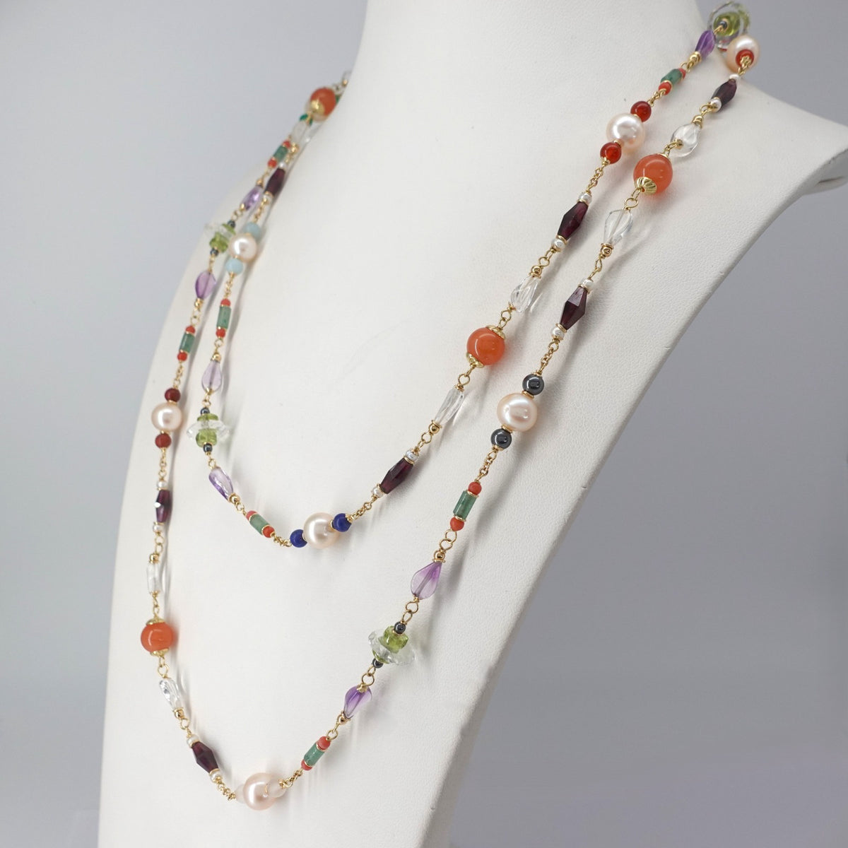 Collana Lunga   con Pietre Semipreziose
