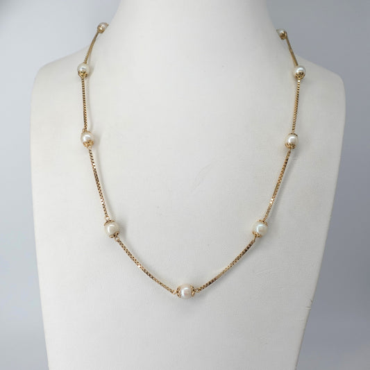 Collana  con Maglia Veneziana e Perle
